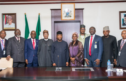 His Excellency the Vice President Prof. Yemi Osinbajo in a cross session photograph with the newly inaugurated National Council of MSME at the State House, Abuja. 25th April 2017. Photo: Novo Isioro