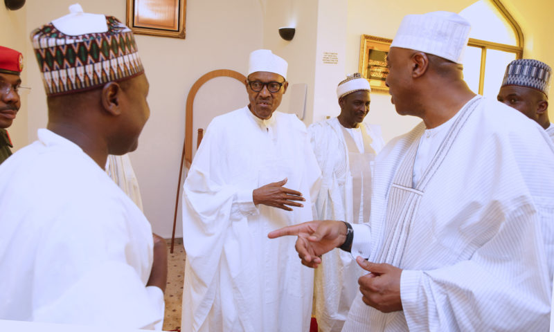 PRESIDENT BUHARI AND SARAKI OBSERVES JUMMA’AT PRAYER AT THE STATE HOUSE