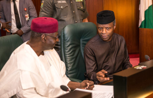 His Excellency Vice President Prof. Yemi Osinbajo with Chief of Staff to the President, Mallam Abba Kyari shortly before the commencement of the FEC Meeting at the Council Chambers, State House, Abuja. 3rd May 2017. NOVO ISIORO.