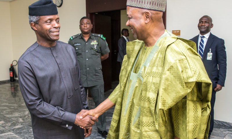 Ag. President Prof. Yemi Osinbajo Receives Former Vice President, Arc. Namadi Sambo on a Courtesy Call