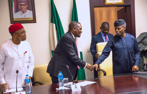 ACTING PRESIDENT YEMI OSINBAJO INAUGURATION OF NIGERIAN INDUSTRIAL POLICY AND COMPETITIVENESS ADVISORY COUNCIL (NIPCAC) HELD AT THE STATE HOUSE. PHOTO; SUNDAY AGHAEZE. MAY 30 2017.