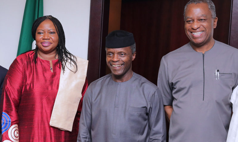 ACTING PRESIDENT OSINBAJO RECEIVES ICC PROSECUTOR. MAY 26 2017