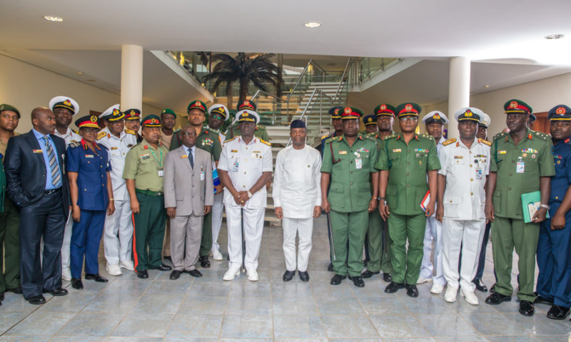 Acting President Meets with Defence Minister & Military Service Chiefs at State House, Abuja.