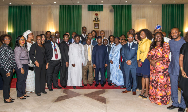 Ag. President Osinbajo meeting with NIED, Banquet Hall, Presidential Villa. 7th August 2017.