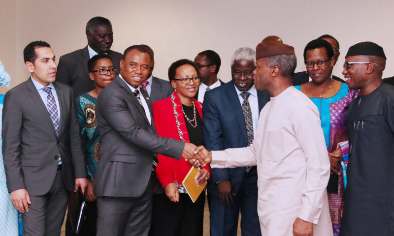 AG PRESIDENT OSINBAJO SAN MEETING WITH AU PEACE AND SECURITY COUNCIL DELEGATION.