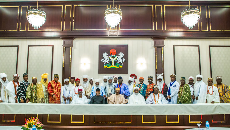 President and VP receives National Council of Traditional Rulers of Nigeria 11th Sept. 2017.