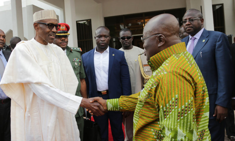 PRESIDENT BUHARI RECEIVES HIS GHANAIAN COUNTERPART AT THE STATE HOUSE.