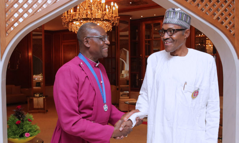 PRESIDENT BUHARI RECEIVES ARCBISHHOP IDOWU-FEARON. NOV 6 2017