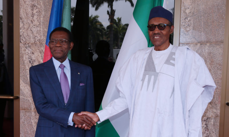 PRESIDENT BUHARI RECEIVES PRESIDENT MBASOGO OF EQUATORIAL GUINEA. JAN 23 2018