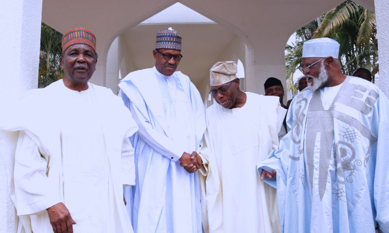 PRESIDENT BUHARI CHATS WITH FMR HEAD OF STATE AFTER COUNCIL MEETING. FEB 22 2018