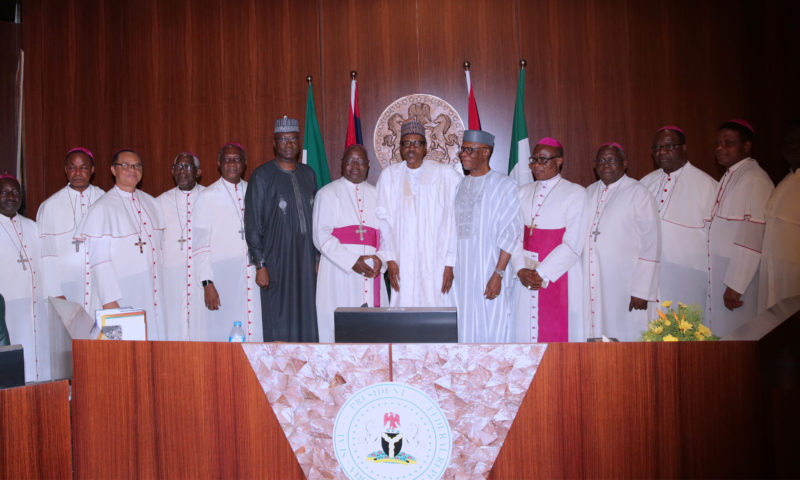 PRESIDENT BUHARI MEETING WITH DELEGATION OF CATHOLIC BISHOPS. FEB 8, 2018