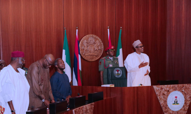 PRESIDENT BUHARI PRESIDES OVER FEC MEETING AT THE STATE HOUSE. FEB 7 2018