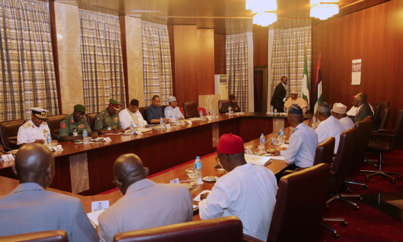 PRESIDENT BUHARI PRESIDES OVER SECURITY MEETING. FEB 12 2018