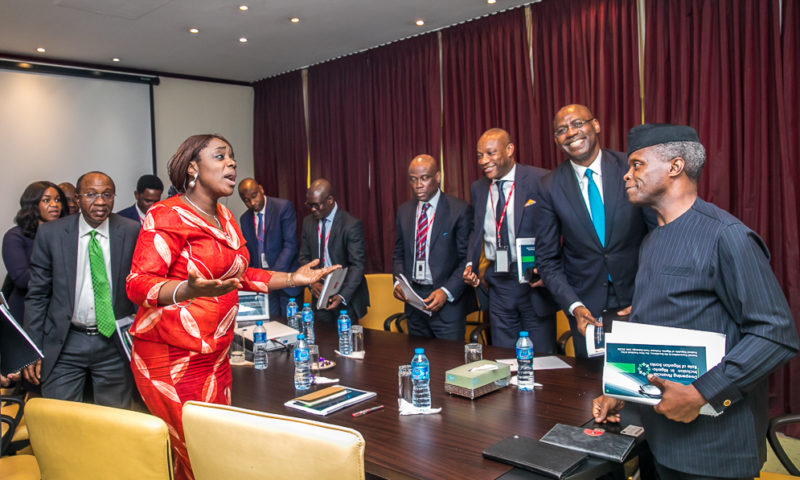 VICE PRESIDENT YEMI OSINBAJO, SAN, RECEIVED A DELEGATION OF BANK CEOs, A COMMITTEE OF CIBN GOVERNING COUNCIL. 8th March 2018.