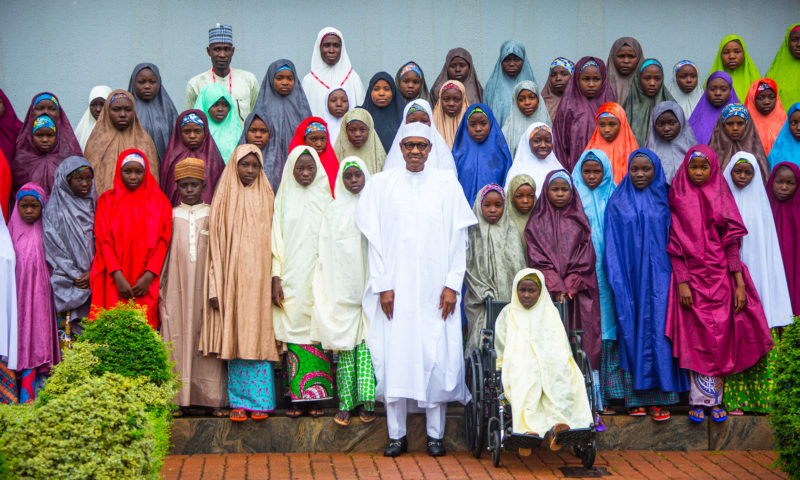 PRESIDENT BUHARI RECEIVES 105 DAPCHI SCHOOL GILRS AND 2BOYS. MARCH 23 2018