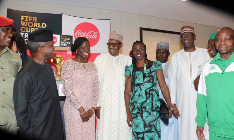 PRESIDENT BUHARI RECEIVES FIFA WORLD CUP TROPHY AHEAD OF WORLD CUP 2018. MAR 7 2018