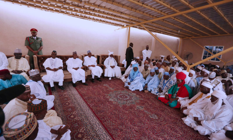 PRESIDENT BUHARI DAURA AND PAID CONDOLENCE VISIT TO LATE SEN BUKAR. APRIL 6 2018