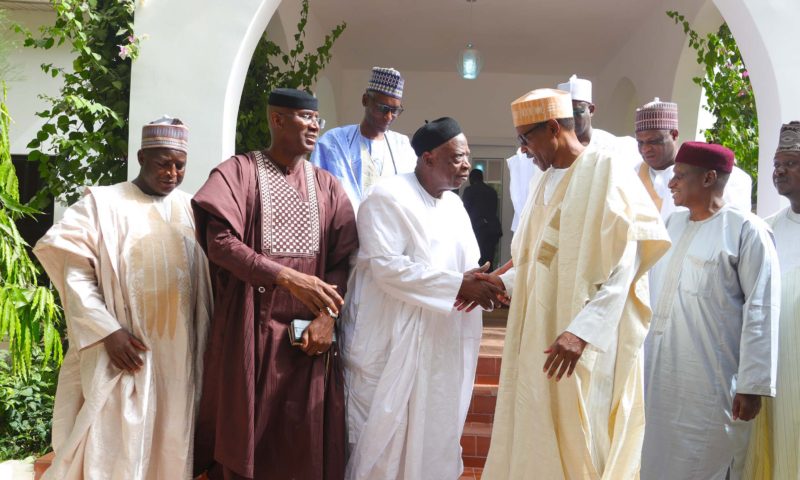 PRESIDENT BUHARI RECEIVES SOME SENATORS OVER THE DEATH OF SEN BUKAR. APRIL 7 2018