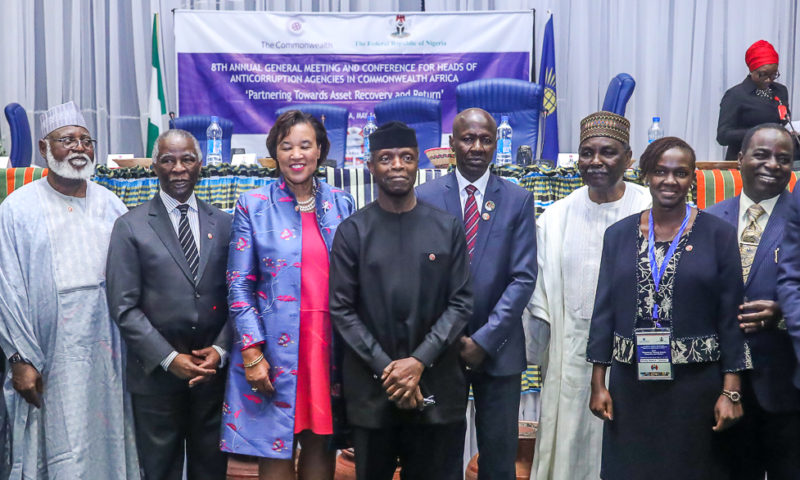 VP Osinbajo delcares open the 8th Commonwealth Regional Conference for Heads of Anti – Corruption Agencies in Africa. 14th May, 2018