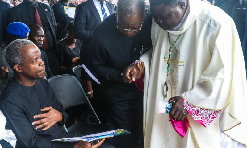 VP attends Funeral Mass of Catholic Priest & Worshipers who lost their lives in last months violent attack in Mbalom, Benue State