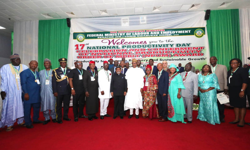 PRESIDENT BUHARI ATTENDS 17TH NAT PRODUCTIVITY AWARDS CEREMONY. MAY 22 2018