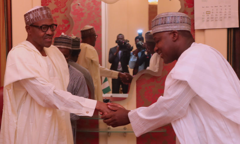 PRESIDENT BUHARI RECEIVES SARAKI AND DOGARA. MAY 7 2018