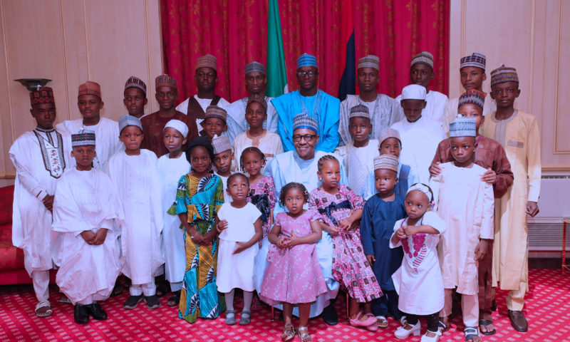 PRESIDENT BUHARI RECEIVES SALLAH HOMAGE AT THE RESIDENCE, PRESIDENTIAL VILLA. JUNE 15 2018