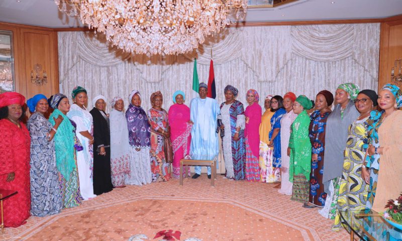 PRESIDENT BUHARI RECEIVES SOME WOMEN ON SALLAH HOMAGE AT THE RESIDENCE. JUNE 15 2018.