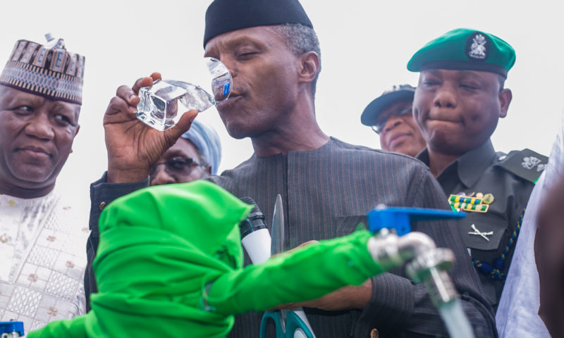 Ag. President visits Zamfara state, where he commissions series of projects.