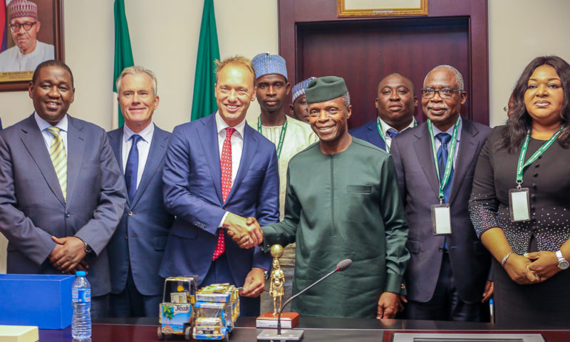 VP Osinbajo receives in audience a delegation of Royal FrieslandCampina from Netherlands.