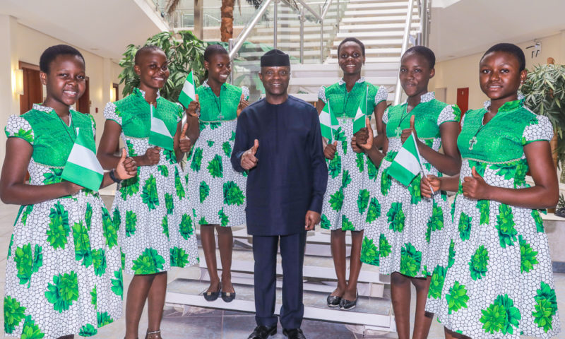 VP Osinbajo receives Team Save-A-Soul Nigerian girls who wins World Largest Tech Competition