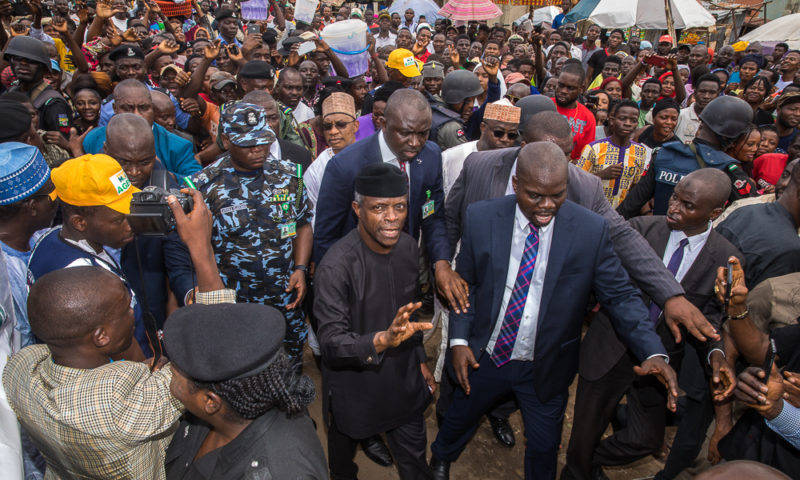 VP Osinbajo at Nyanya Market, Abuja, for the official Launch of the Trader Moni Program.