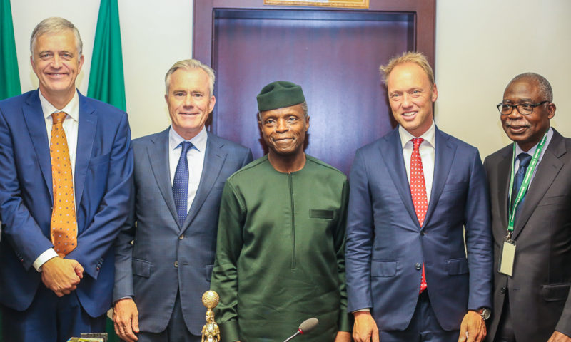 VP Osinbajo receives in audience a delegation of Royal FrieslandCampina from Netherlands.