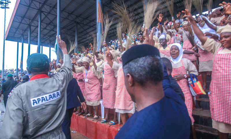 VP Osinbajo in Osogbo City Stadium to Inaugurate the 4th Batch OYES Parade held in Osogbo, Osun State.