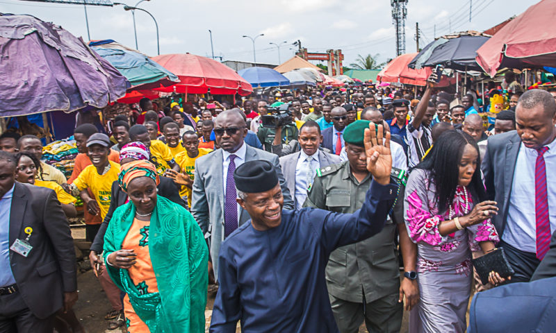 VP Osinbajo at Utako Ultra Modern Market for the official Launch of the Trader Moni Program in Abuja