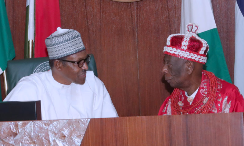 PRESIDENT MUHAMMADU BUHARI RECEIVES DELEGATION OF OGONI TRADITIONAL RULERS AND LEADERS OF THOUGHTS AT THE STATE HOUSE ABUJA. PHOTO; SUNDAY AGHAEZE. SEPT 14 2018.