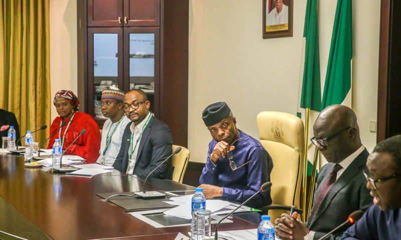 Vice President Yemi Osinbajo, SAN, presides over Advisory Group on Technology & Creativity under the Industrial Competitiveness Council; held at State House, Abuja. 8th October, 2018.