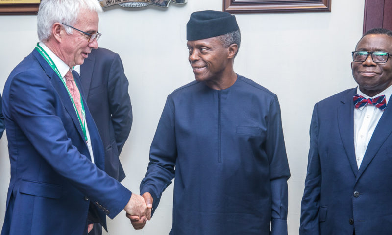 vice President Yemi Osinbajo, SAN, receives in audience the Executive Director, Global Fund for HIV/AIDS, Tuberculosis and Malaria