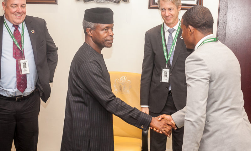 Vice President Yemi Osinbajo, SAN, receives in audience a delegation of GSM Association led by the Director General GSMA, Mr. Mats Granryd, at the Presidential Villa, Abuja.