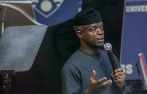 VP Osinbajo delivers keynote remarks as he declares open the conference.