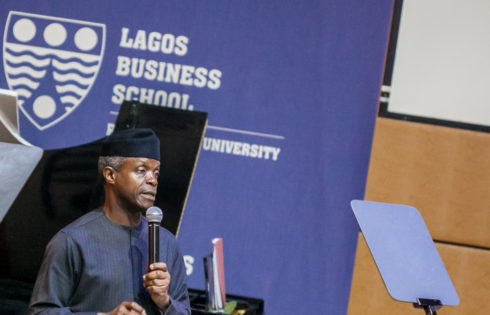 VP Osinbajo delivers keynote remarks as he declares open the conference.