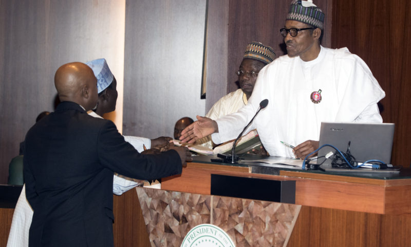 PRESIDENT BUHARI SWEARS IN NAT POPULATION COMMISSION CHAIRMAN AND MEMBERS. Cross Sections of newly appointed national population Commission during their swearing by President Muhammadu Buhari at the Council Chambers, State House Abuja. PHOTO; SUNDAY AGHAEZE. NOV 7 2018