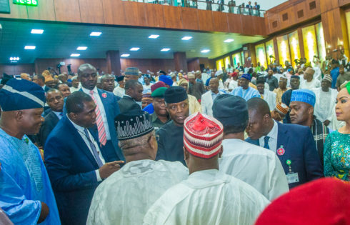 VP Osinbajo with members of the Senate at the Budget presentation.