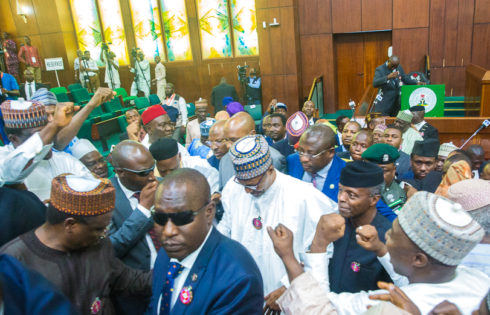 VP Osinbajo with President Muhammadu Buhari after the Budget Presentation.