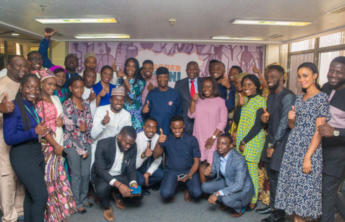 VP Osinbajo with communication/strategic team of the Trader Moni scheme.