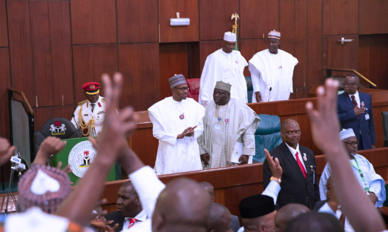 PRESIDENT BUHARI PRESENTS 2019 BUDGET AT A JOINT SESSION. DEC 19 2018