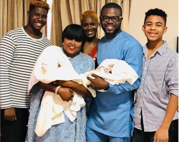 Funke Akindele shares first photo of twin sons