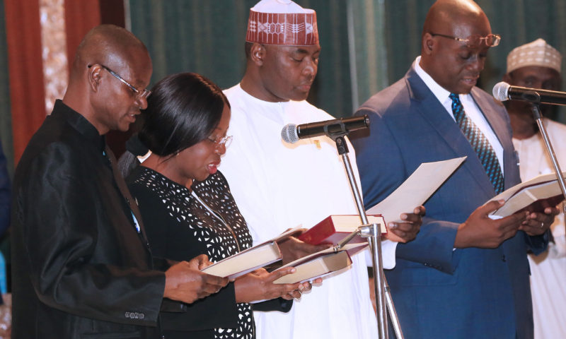 PRESIDENT BUHARI SWEARS-IN NEW PERM SEC AND PRESIDES OVER FEC MEETING. FEB 20 2019