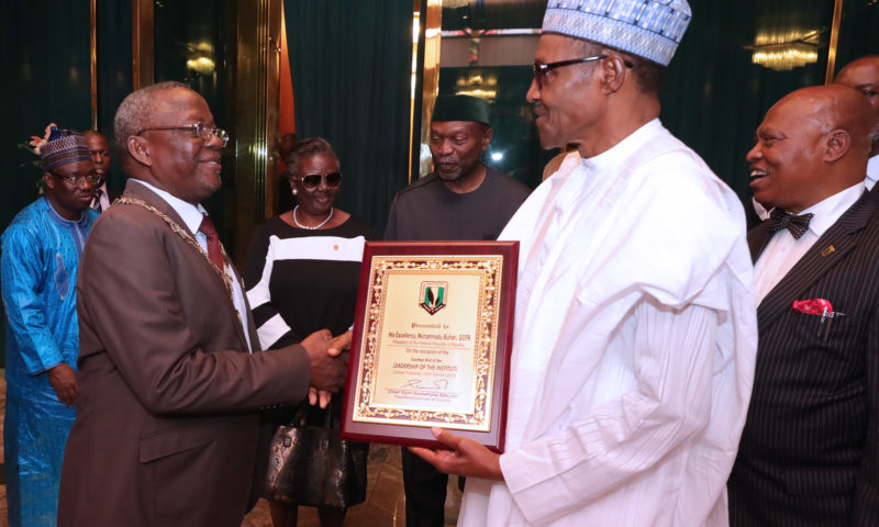 PRESIDENT BUHARI RECEIVES LEADERSHIP CHARTERED INSTITUTE OF TAXATION.