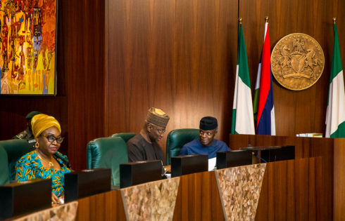 VP Osinbajo; SGF, Mr Boss Mustapha; and Head of Civil Service of the Federation, Mrs. Winifred Oyo-Ita.